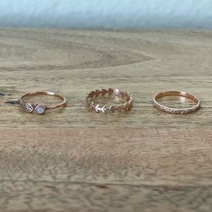 Sterling Silver Stacking Rings with Rose Gold Finish. Sz 8